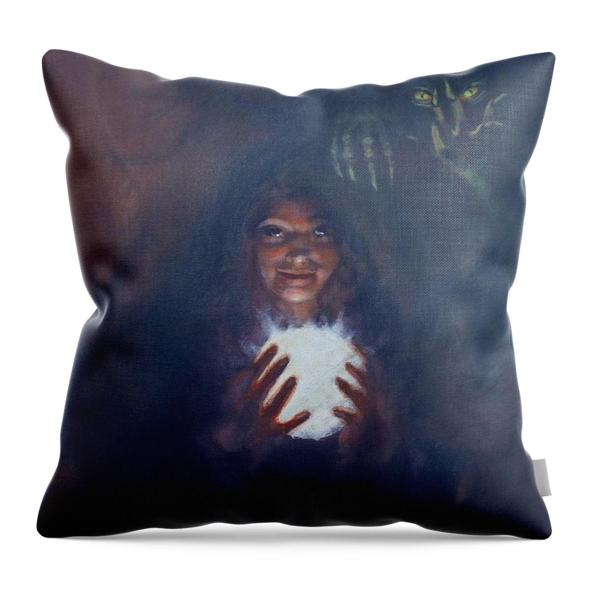 Halloween Throw Pillow featuring the painting Opening the Portal by Tom Shropshire