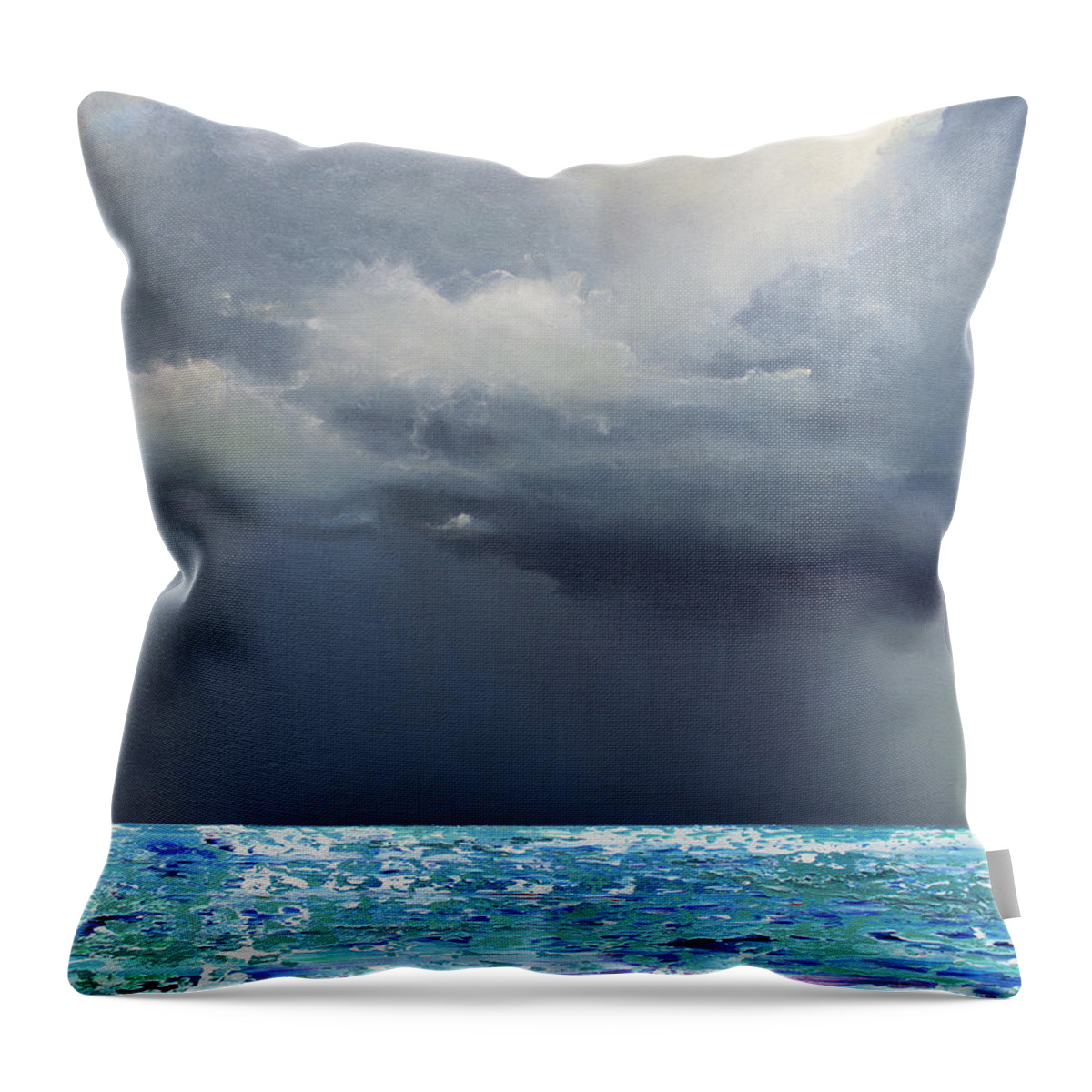Derek Kaplan Throw Pillow featuring the painting Opt.26.19 'Storm' by Derek Kaplan