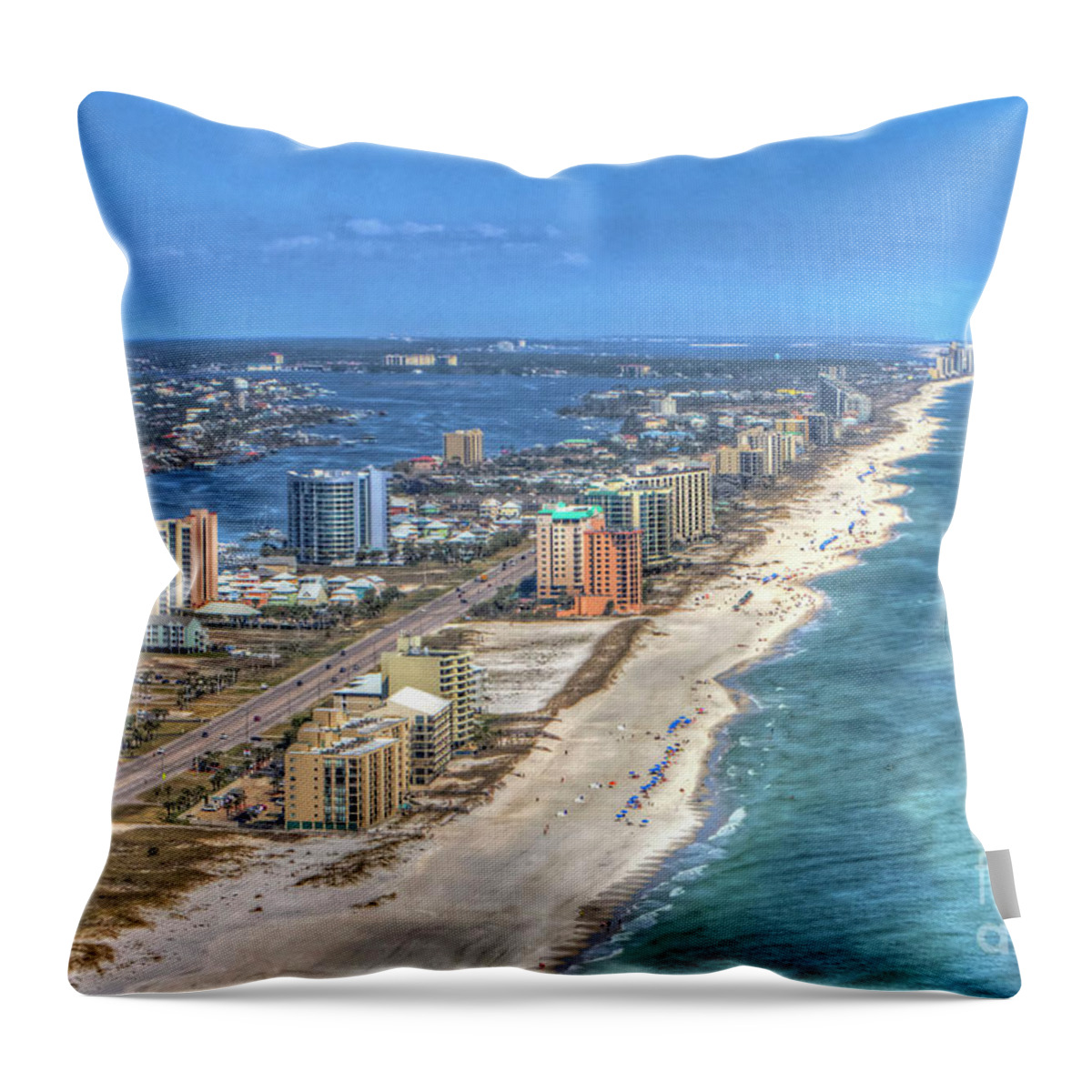 Orange Beach East Throw Pillow featuring the photograph Orange Beach East by Gulf Coast Aerials -