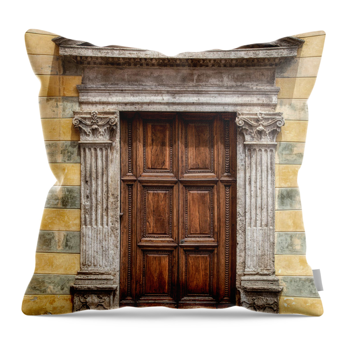 Door Throw Pillow featuring the photograph Ornate Door of Tuscany by David Letts