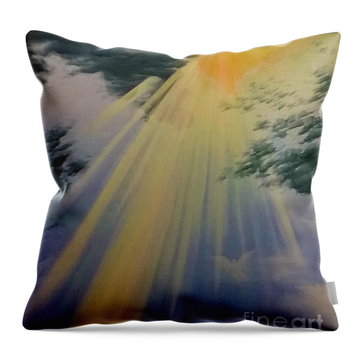 Prophetic Throw Pillow featuring the painting Out of Darkness HIS Light Shall Shine by Cheryl Fecht