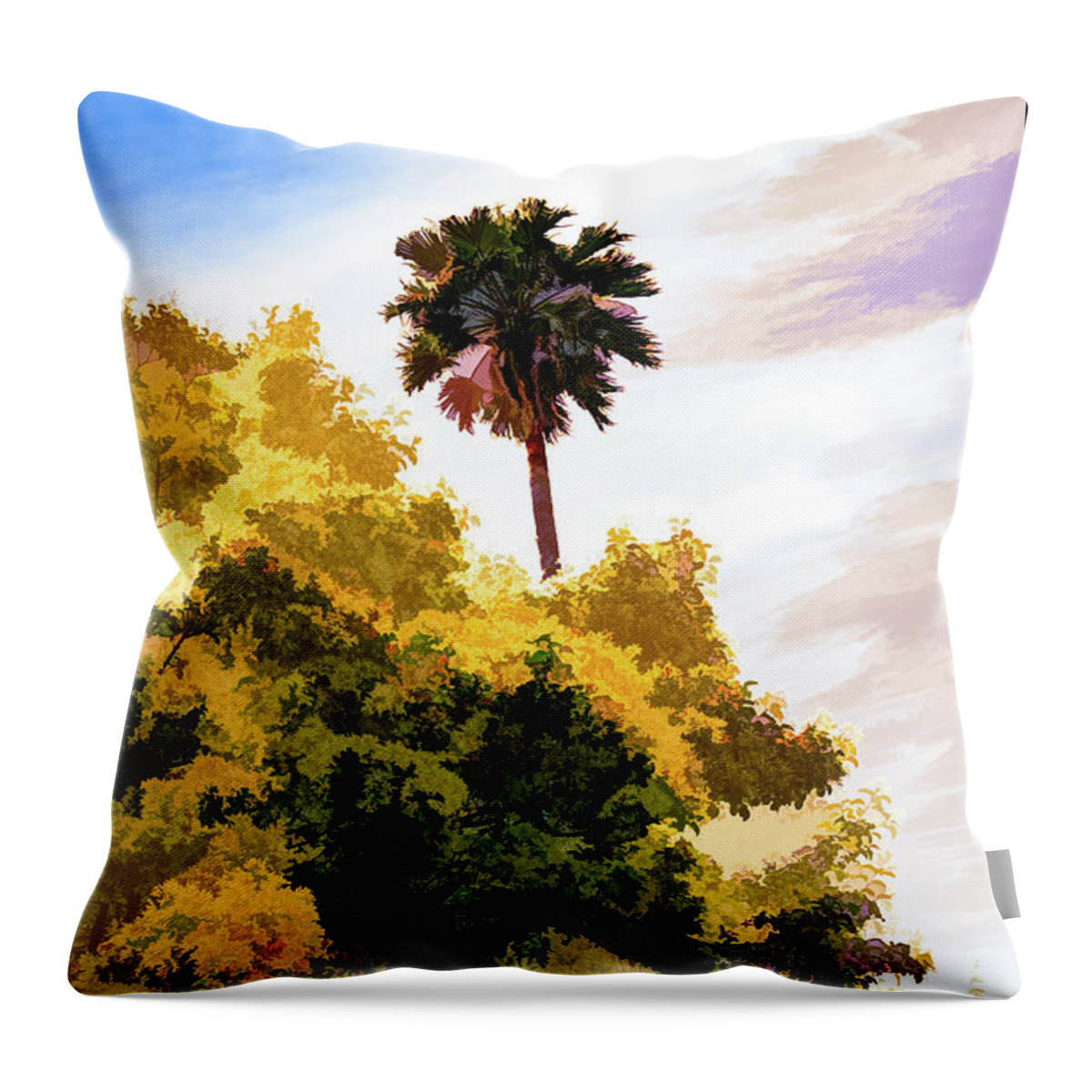Art Throw Pillow featuring the photograph Palm above the Trees by Roslyn Wilkins