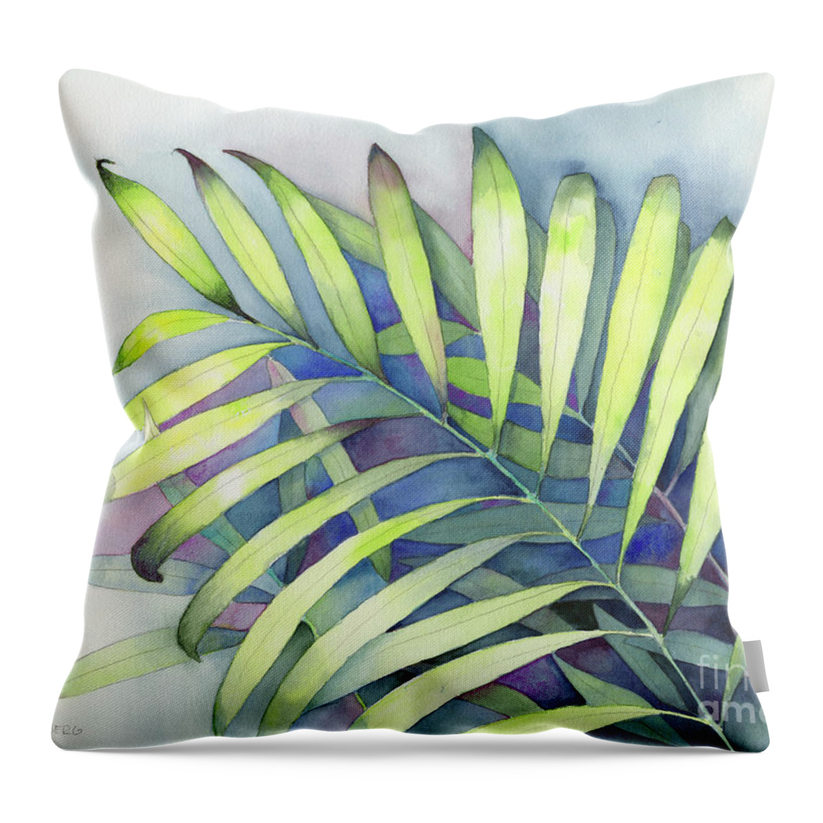 Face Mask Throw Pillow featuring the painting Serenity Palm Study by Lois Blasberg