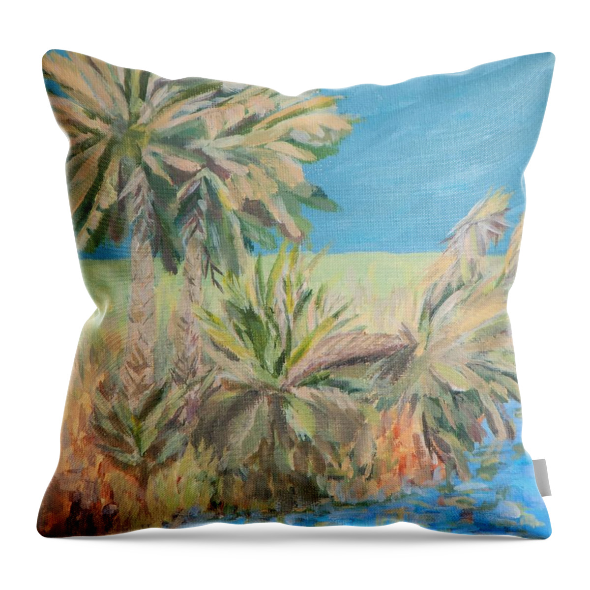 Landscape Throw Pillow featuring the painting Palmetto Edge by Deborah Smith