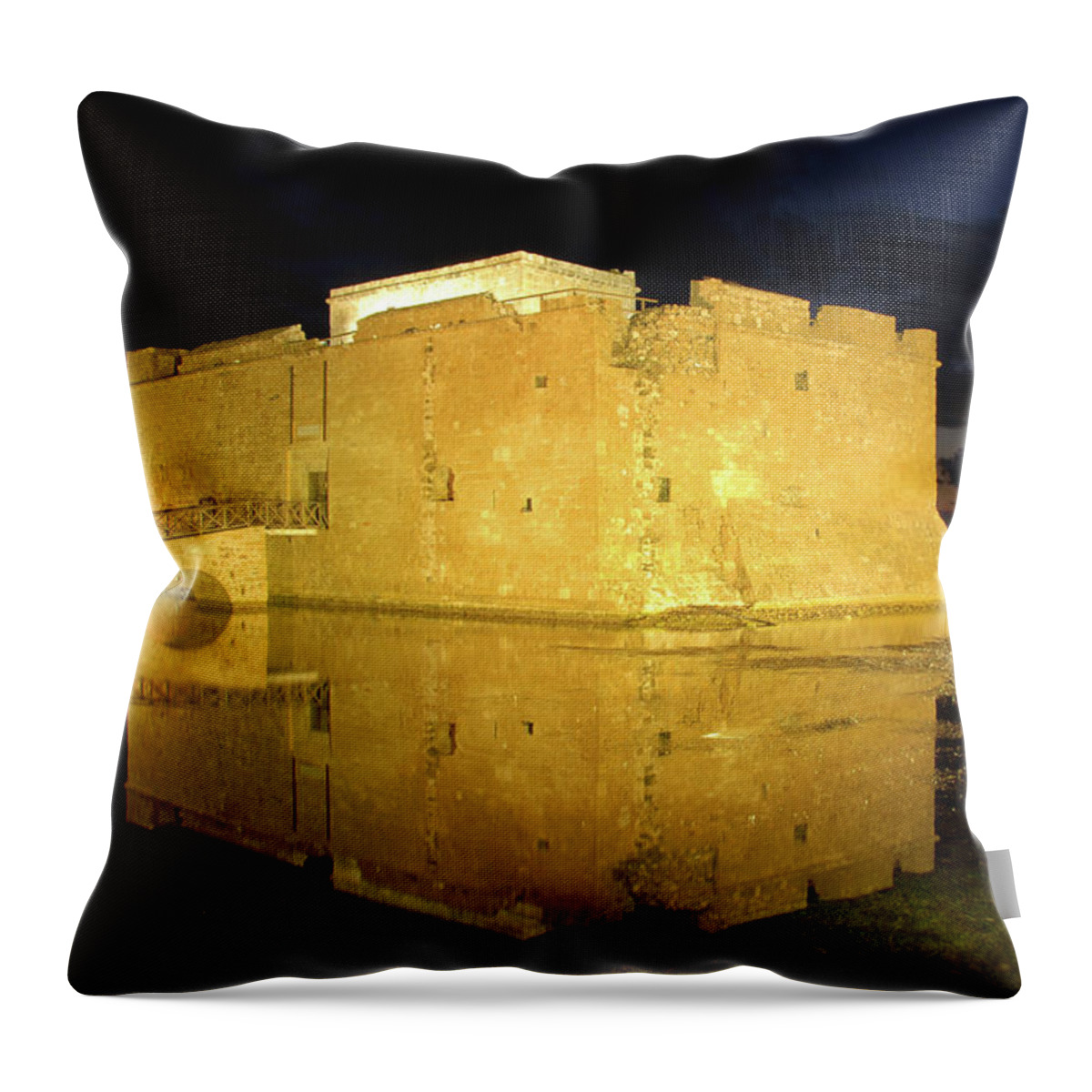 Castle Throw Pillow featuring the photograph Paphos Medieval Castle by Michalakis Ppalis