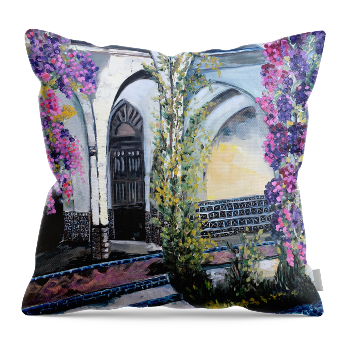 Paris Throw Pillow featuring the painting Paris Wisteria by Roxy Rich