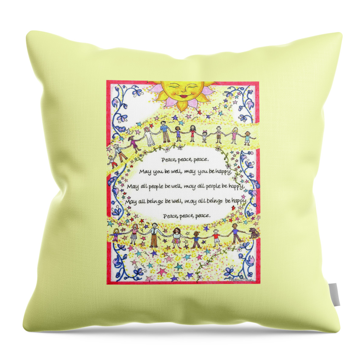 Peace Throw Pillow featuring the mixed media Peace, Peace, Peace by Stephanie Hessler