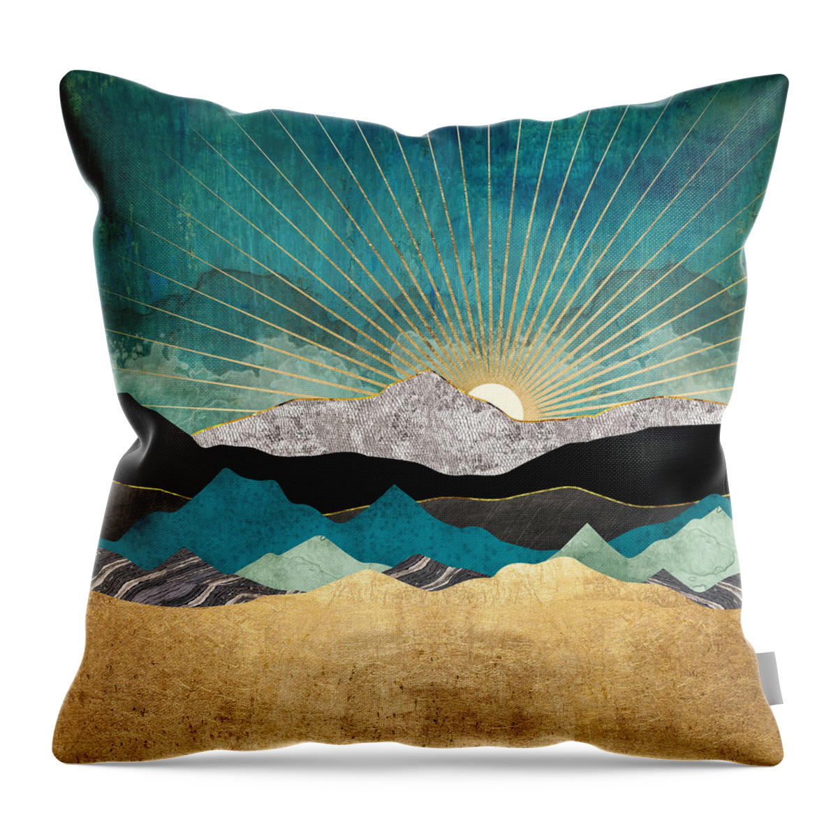 Blue Throw Pillow featuring the digital art Peacock Vista by Spacefrog Designs