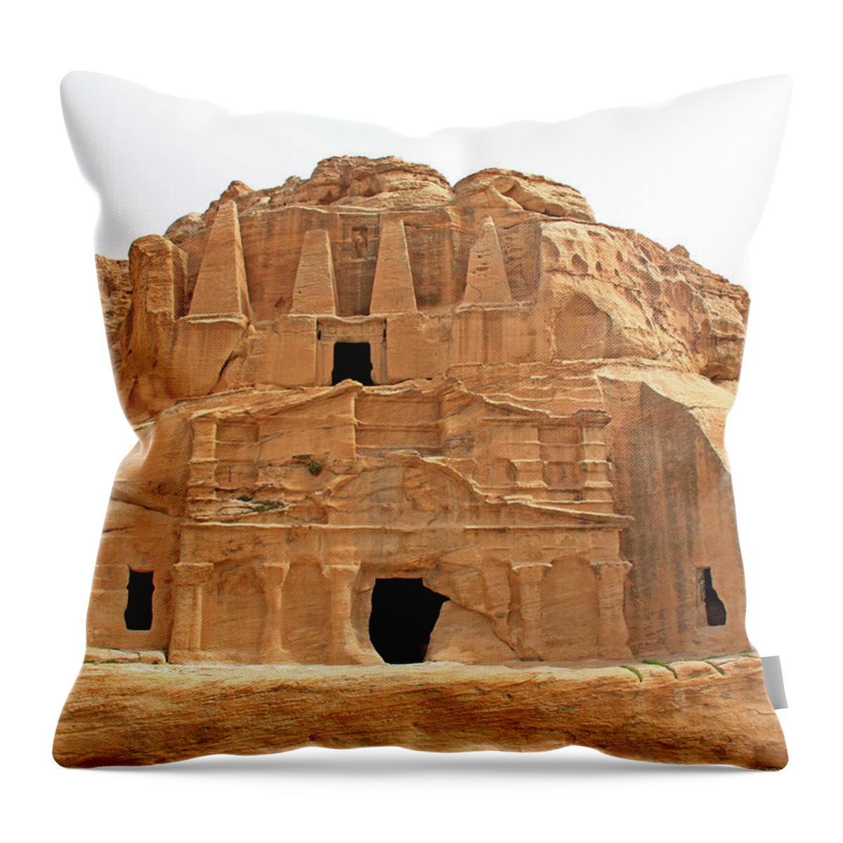 Petra Throw Pillow featuring the photograph Petra, Jordan - Cave Dwellings by Richard Krebs
