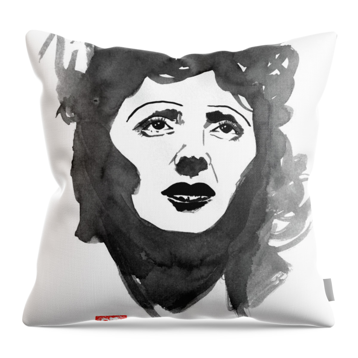 Edith Piaf Throw Pillow featuring the painting Piaf by Pechane Sumie