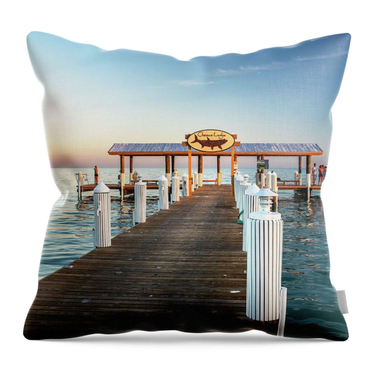 Estock Throw Pillow featuring the digital art Pier At Cheeca Lodge, Islamorada by Laura Zeid