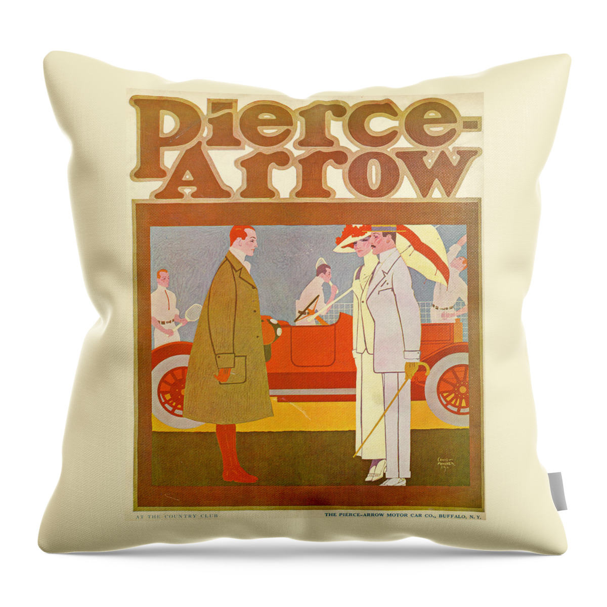 Advertisement Throw Pillow featuring the mixed media Pierce-Arrow Advertisement by Louis Fancher
