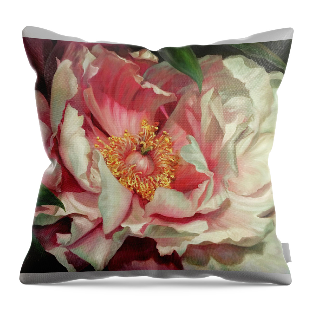 Flowers Throw Pillow featuring the painting Pink Peonie by Lynne Pittard