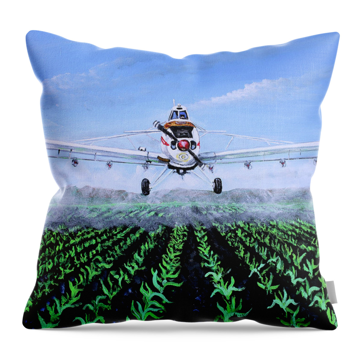 Aircraft Throw Pillow featuring the painting Piper Pawnee PA-25-235 by Karl Wagner