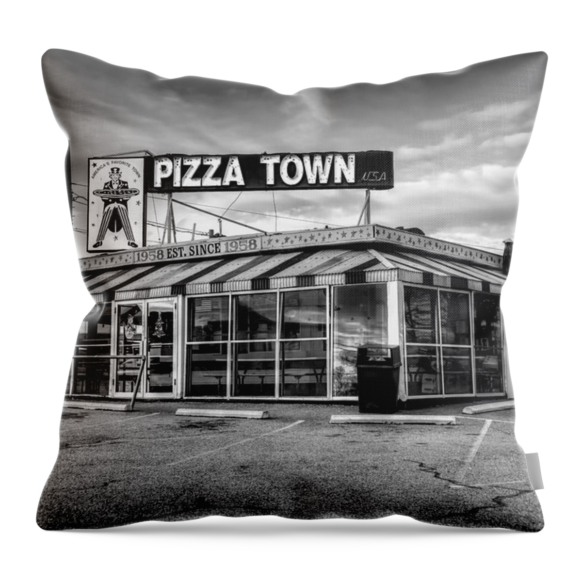Pizzeria Throw Pillow featuring the photograph Pizza Town USA by Anthony Sacco