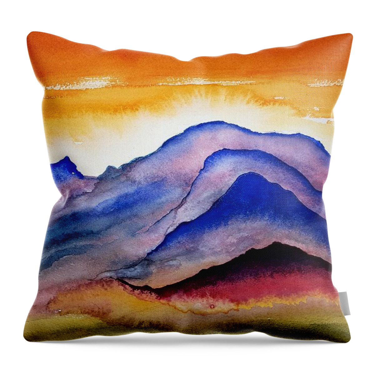 Watercolor Throw Pillow featuring the painting Planet Four Lore by John Klobucher