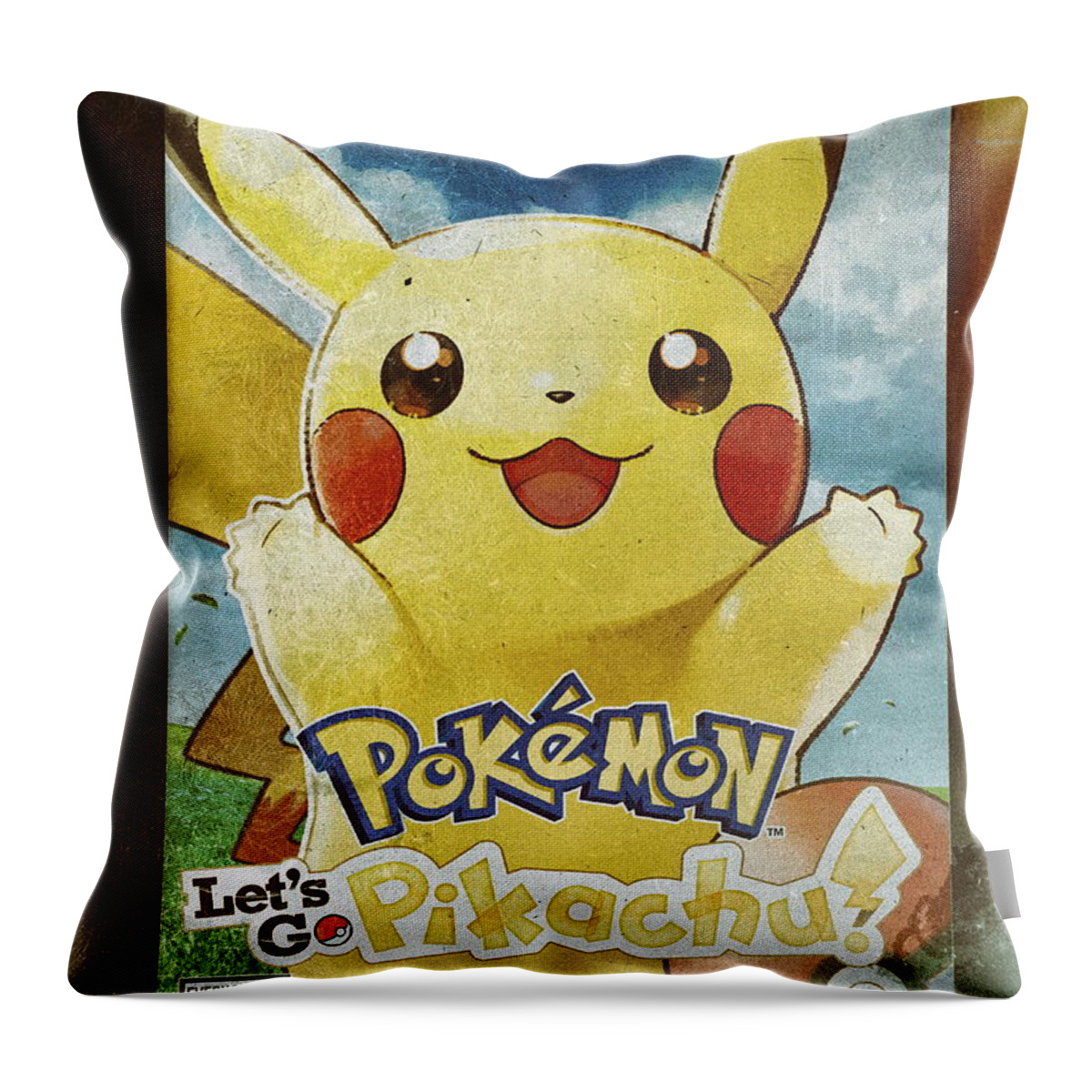 Blue Pokemon Pillow with Spun Polyester Square Pillow Pikachu Throw Pillow