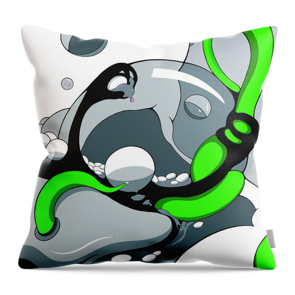 Vines Throw Pillow featuring the drawing POP Culture by Craig Tilley