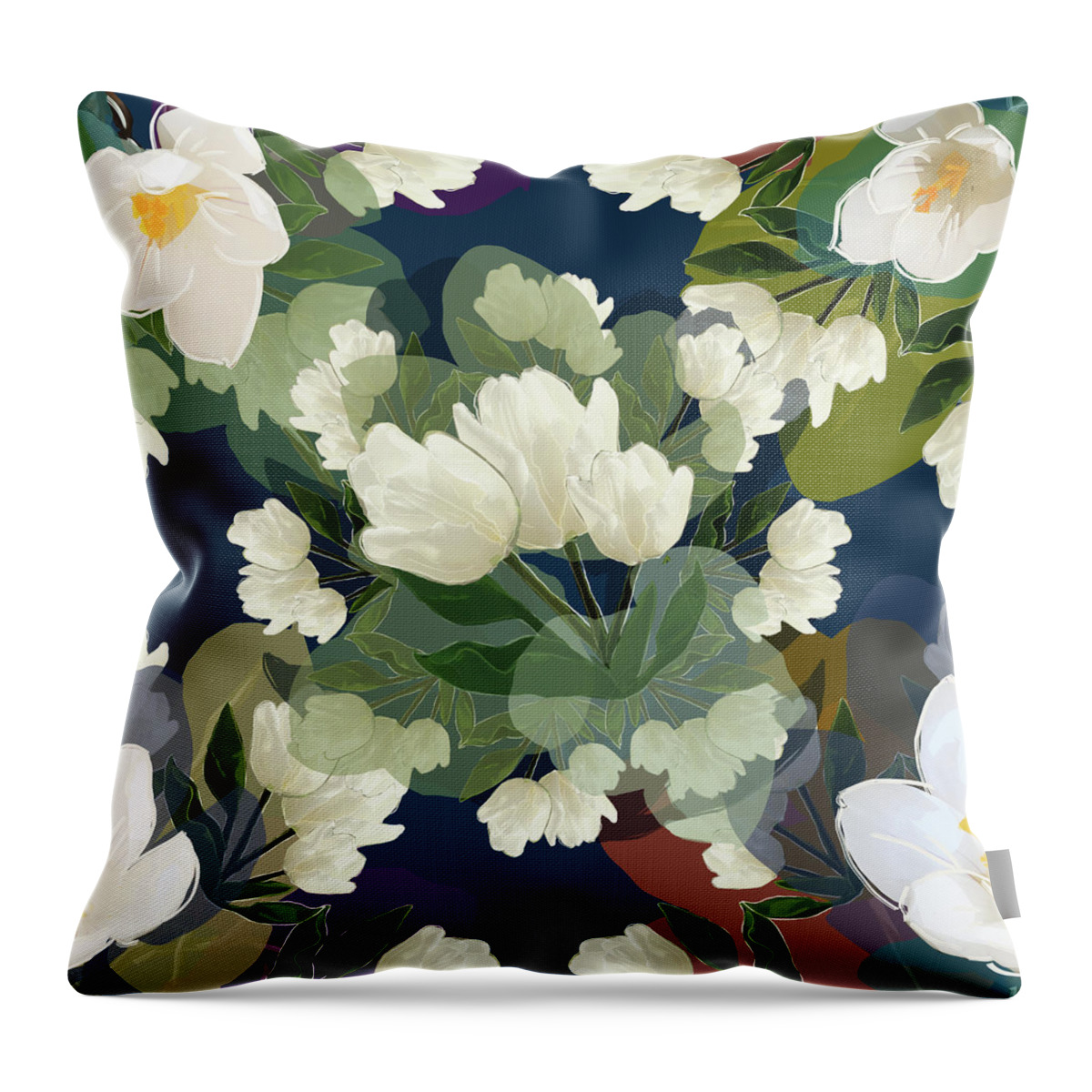 Glory Throw Pillow featuring the mixed media Power Flowers by Big Fat Arts