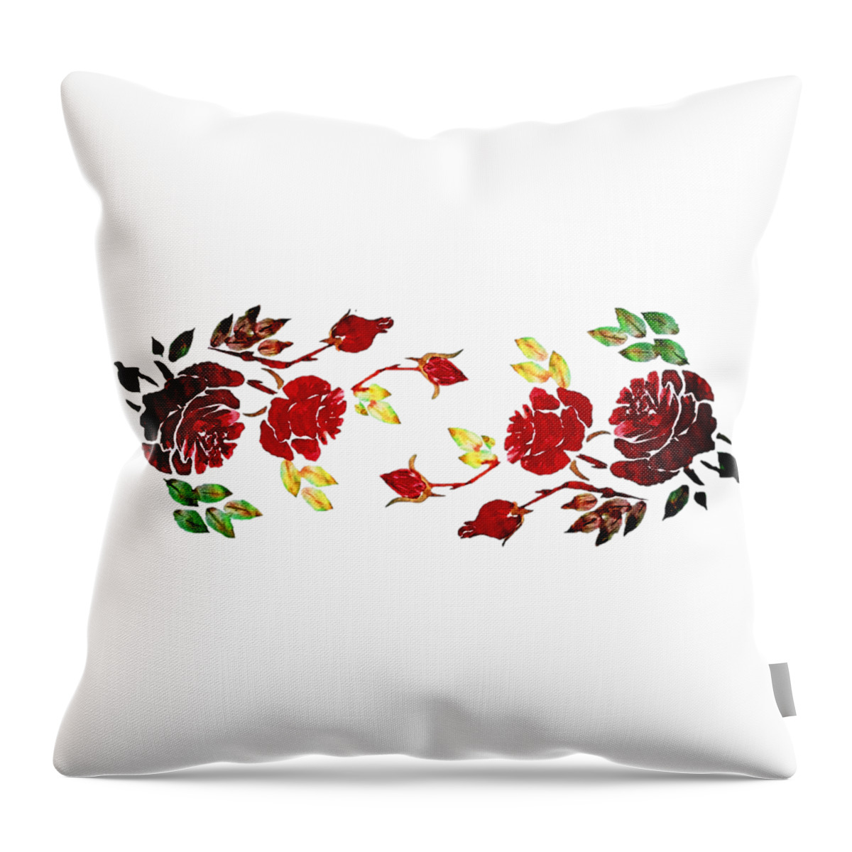 Pretty Throw Pillow featuring the painting Pretty Red Rose Watercolor Transparent Background YOU CHOOSE THE COLOR for Cups by Delynn Addams