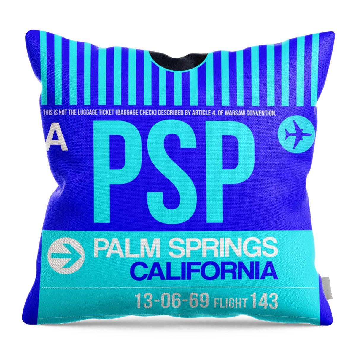 Palm Springs Throw Pillow featuring the digital art PSP Palm Springs Luggage Tag II by Naxart Studio