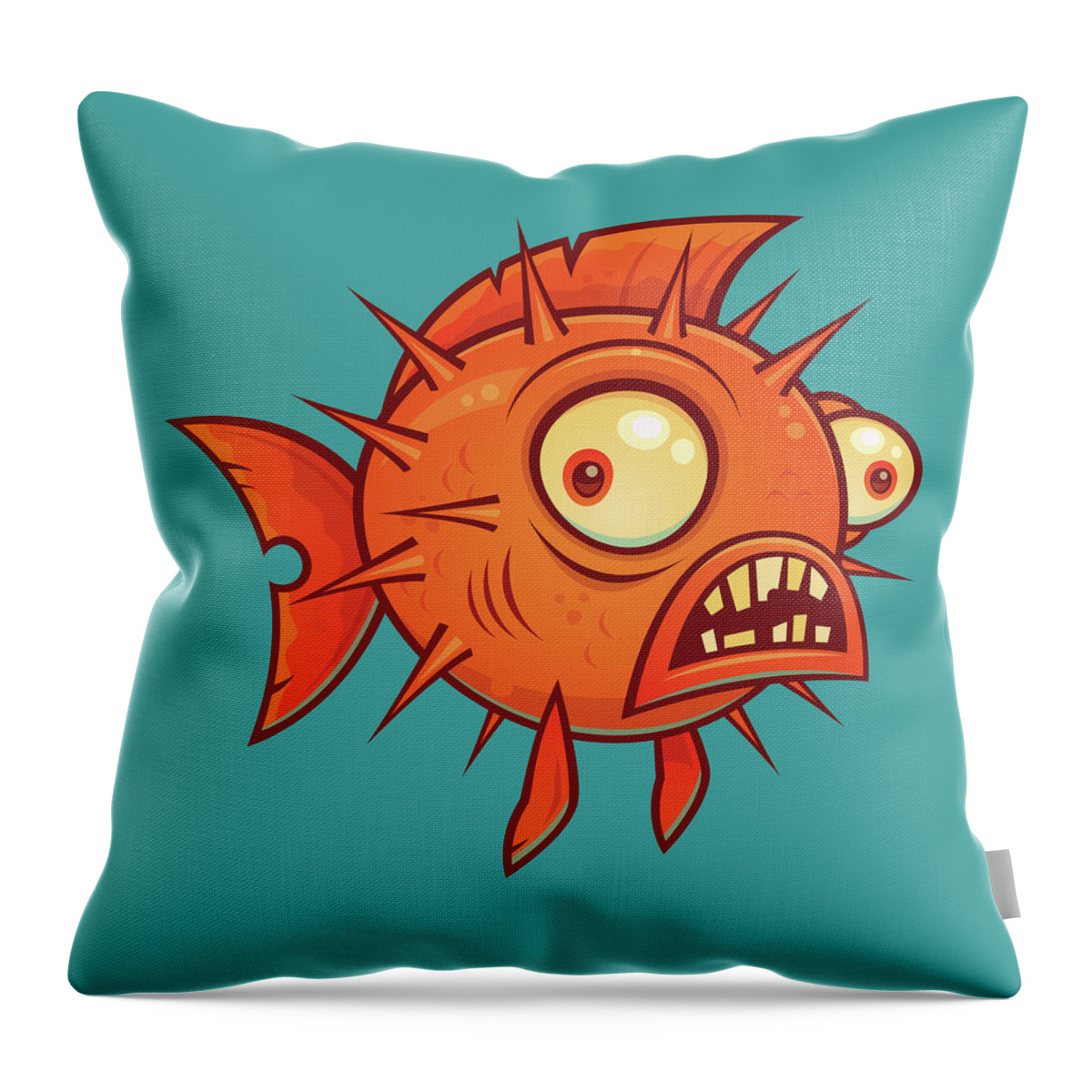 Pufferfish Throw Pillow featuring the digital art Pufferfish by John Schwegel
