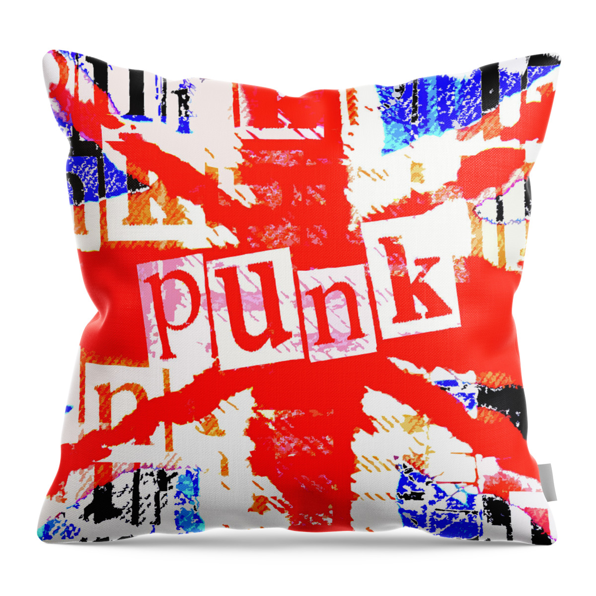 Punk Throw Pillow featuring the digital art Punk Union Jack Graphic by Roseanne Jones
