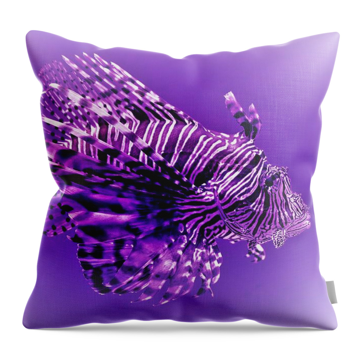 Lion Fish Throw Pillow featuring the photograph Purple Lionfish by Lucie Dumas