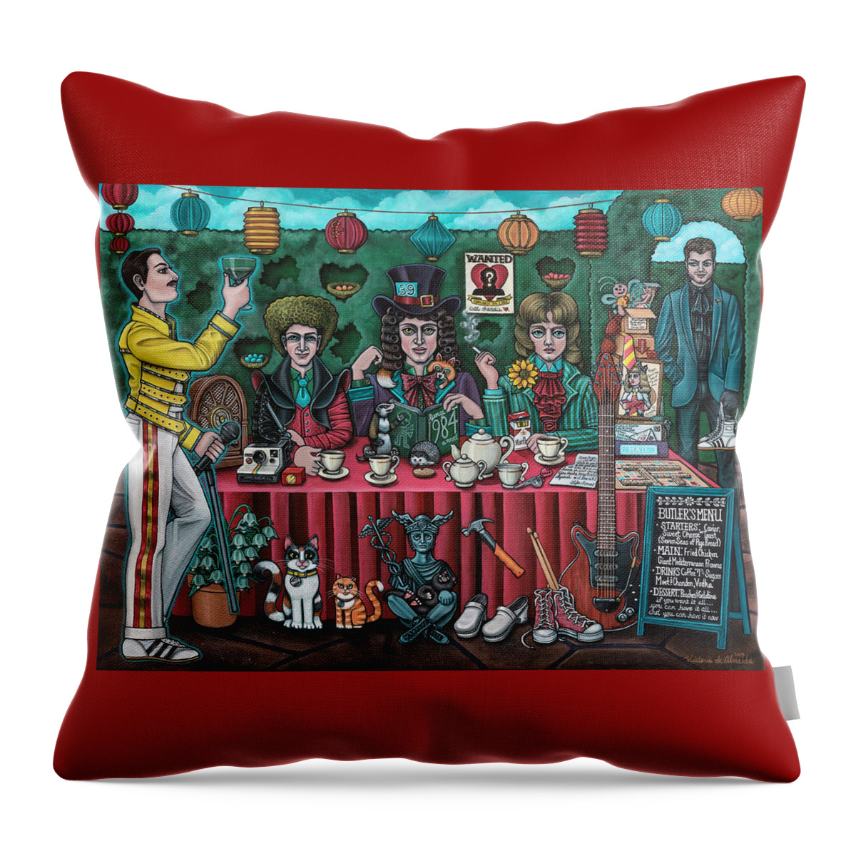 Queen Art Throw Pillow featuring the painting Queen The Miracle by Victoria De Almeida