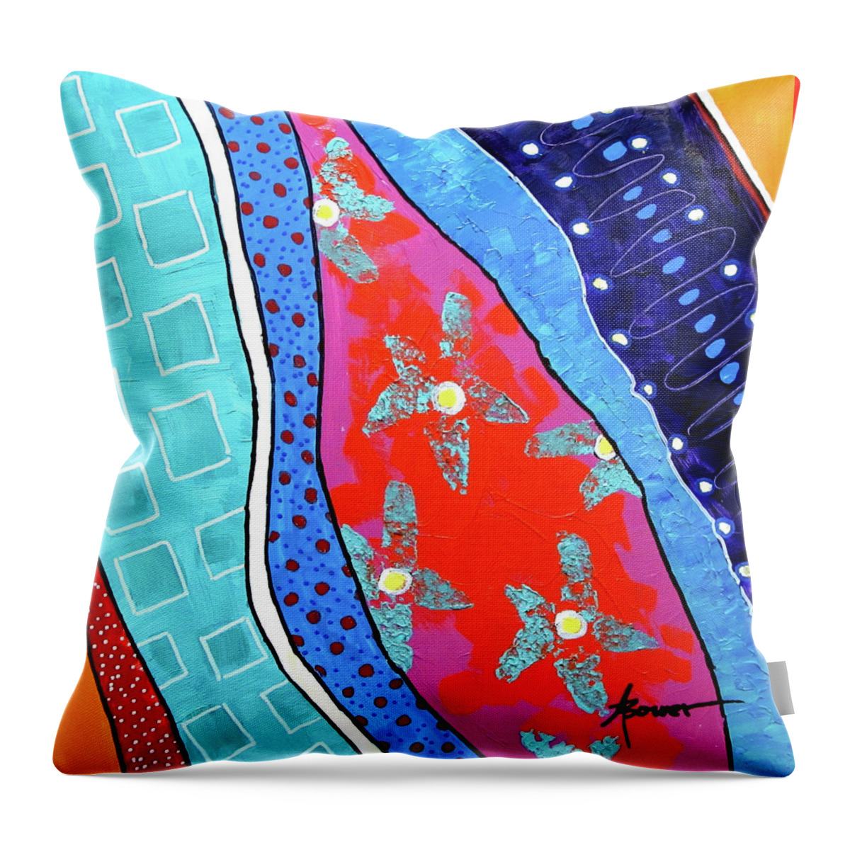 Abstracts Throw Pillow featuring the painting Radical Lite by Adele Bower