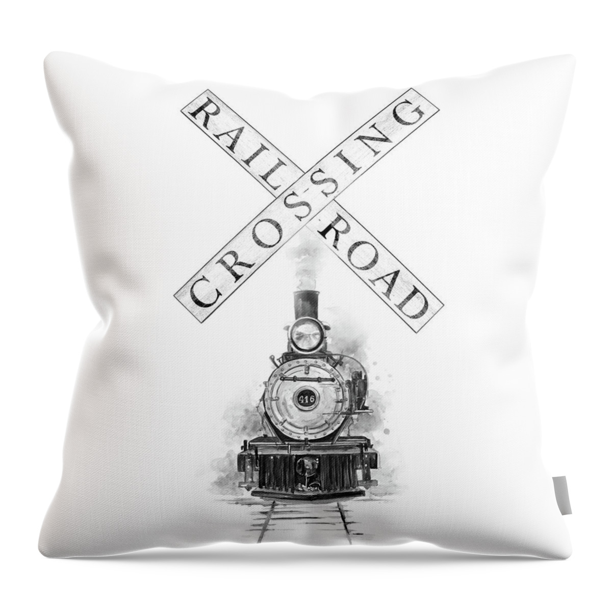 Railroad Throw Pillow featuring the painting Railroad Crossing by Patricia Pinto