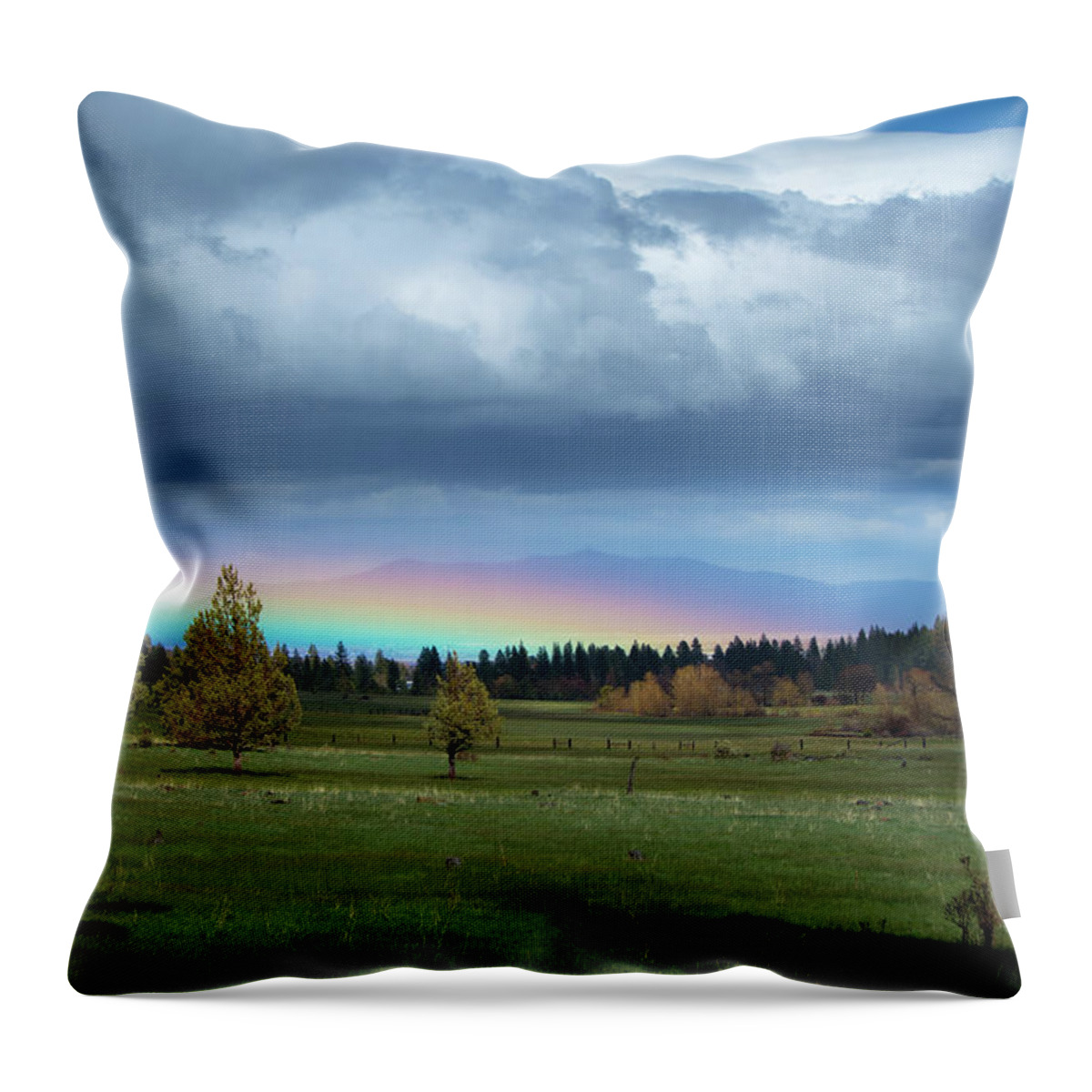 Rainbow Throw Pillow featuring the photograph Rainbow in the Valley by Randy Robbins