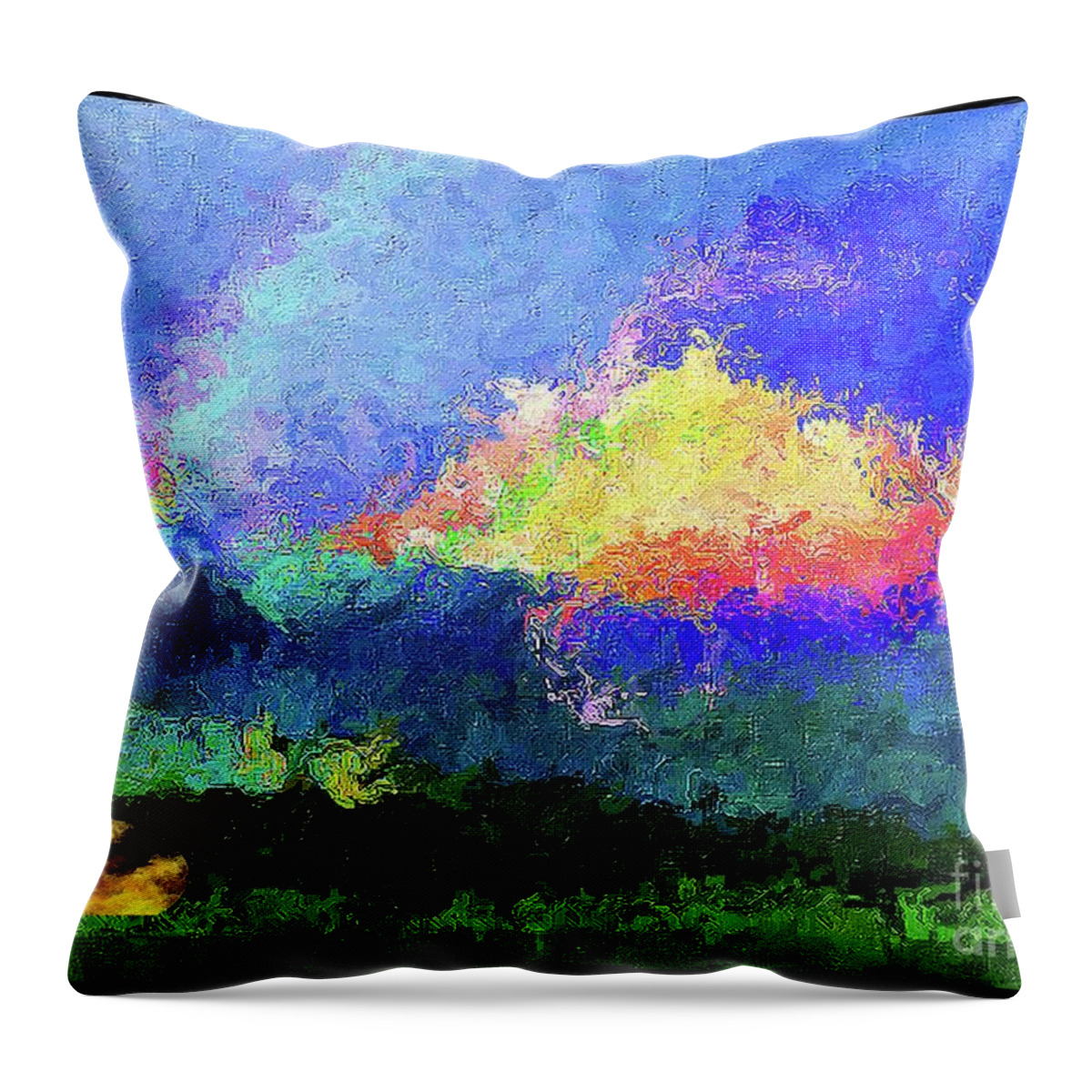 Landscape Throw Pillow featuring the mixed media Rainbow Mountain - Breaking the Gridlock of Hate Number 5 by Aberjhani