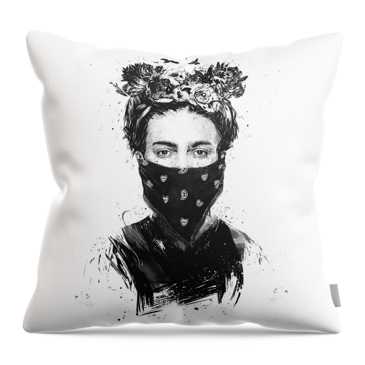 Girl Throw Pillow featuring the drawing Rebel girl by Balazs Solti