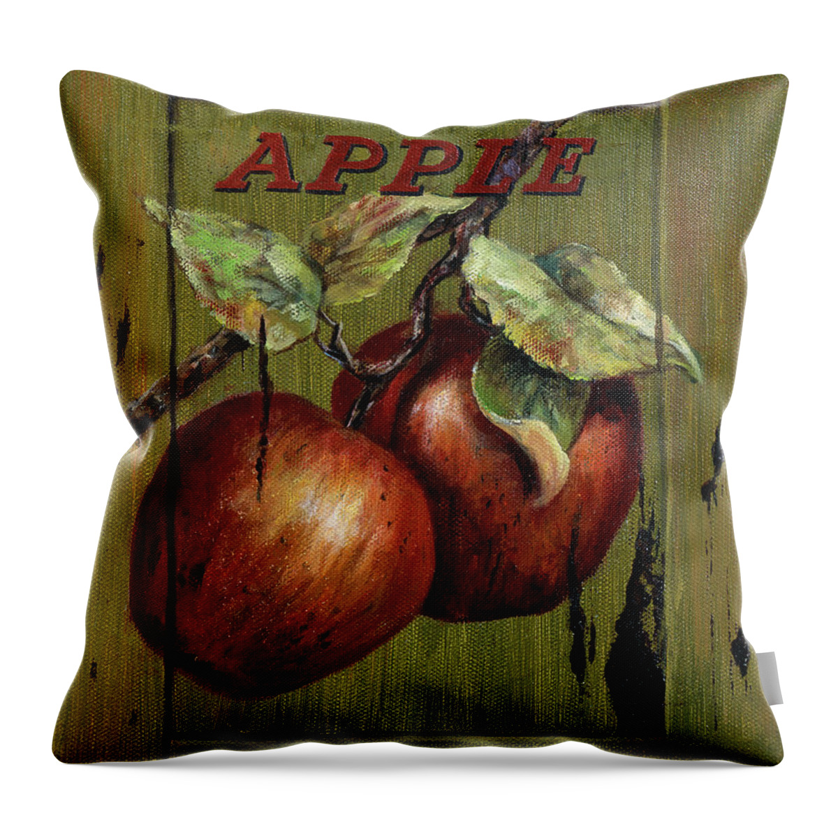 Apples Throw Pillow featuring the painting Red Delicious Apples by Lynne Pittard