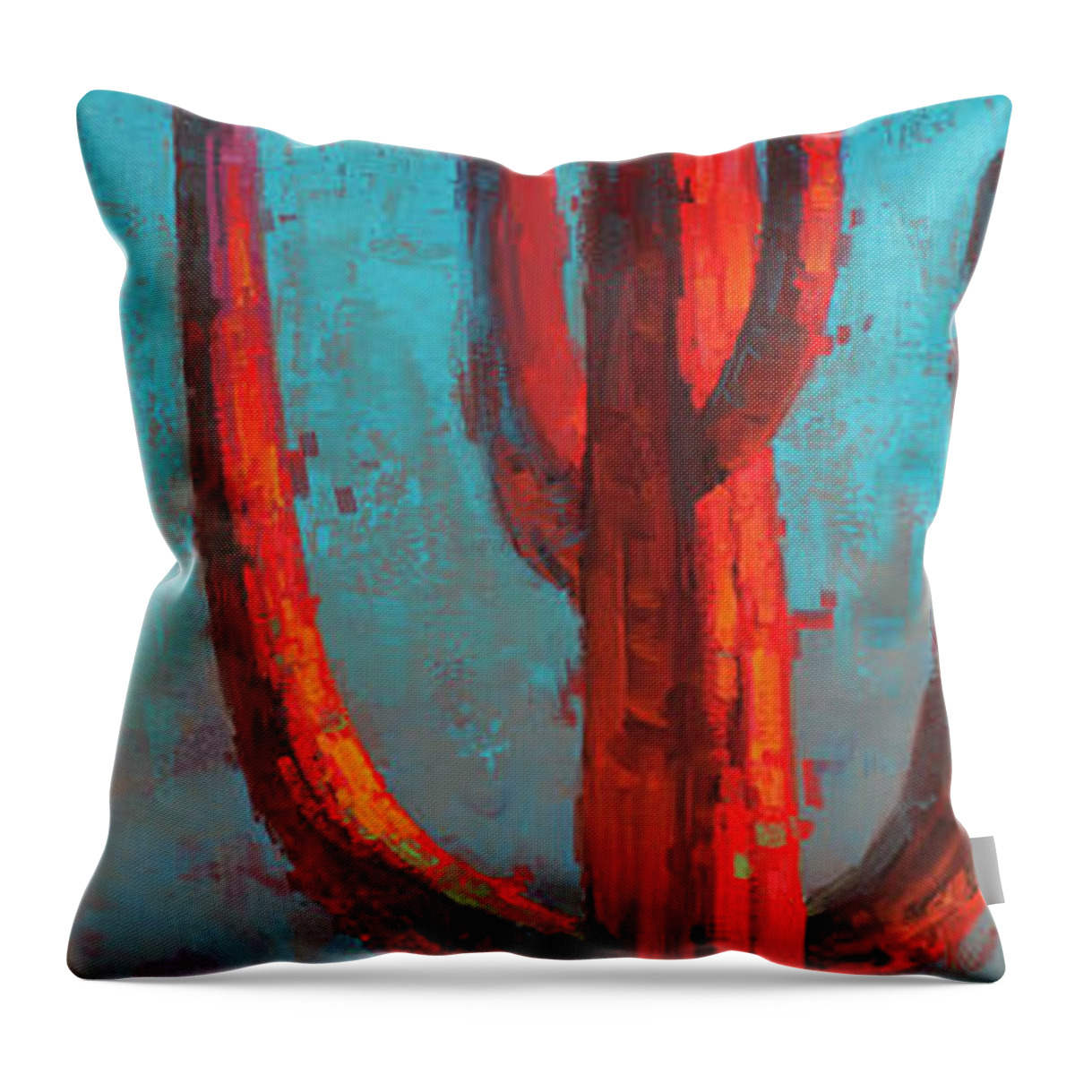 Saguaro Throw Pillow featuring the painting Red Guardian 1 by Cody DeLong