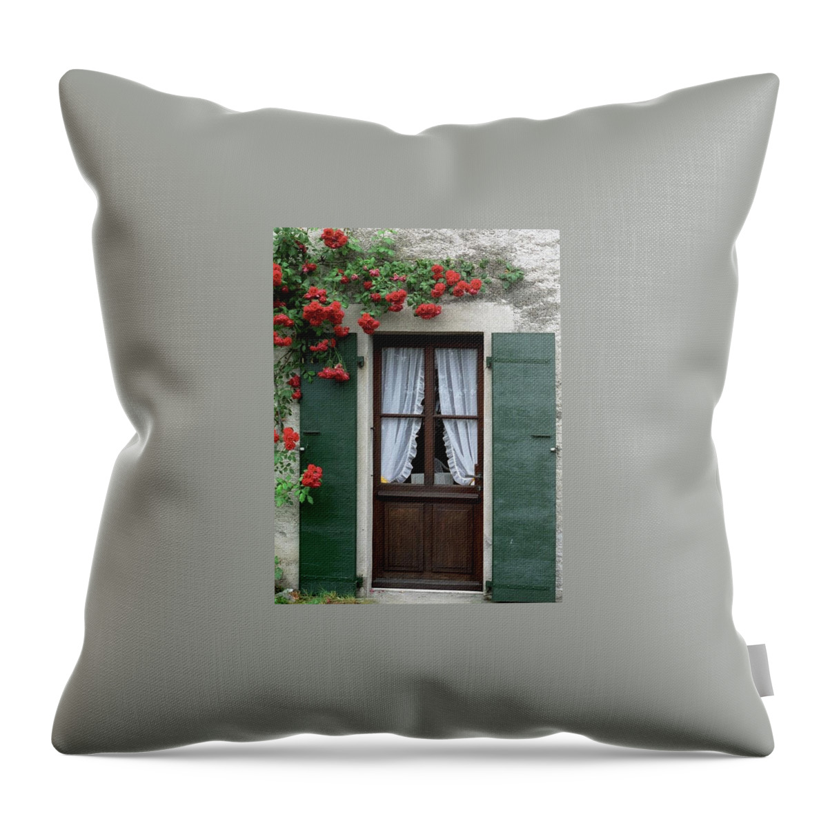  Throw Pillow featuring the photograph Red Rose Door by Susie Rieple
