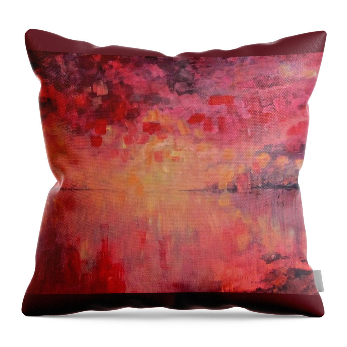 Sea Throw Pillow featuring the painting Red Sky at Night by Barbara O'Toole