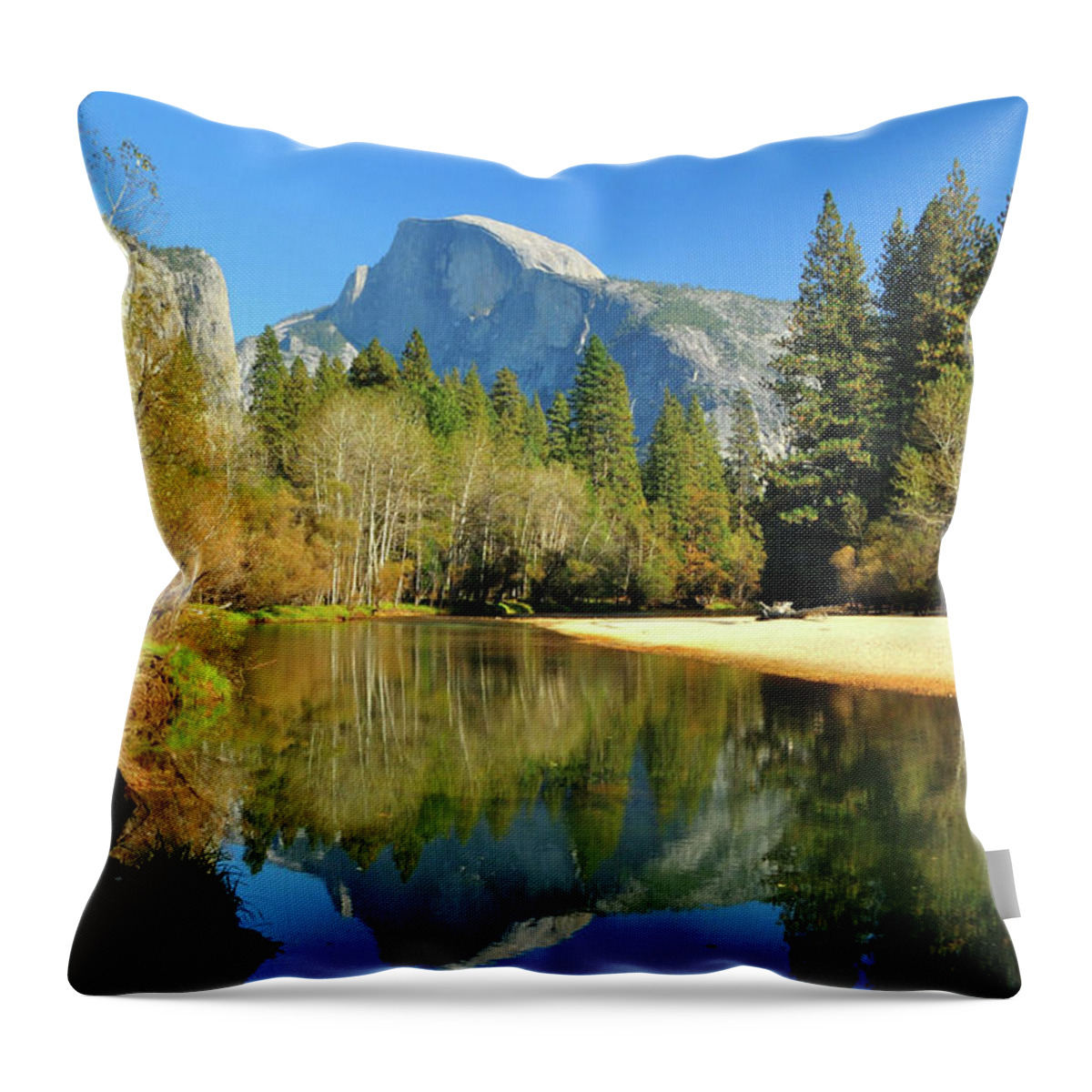 Scenics Throw Pillow featuring the photograph Reflections Of Half Dome by Sandy L. Kirkner