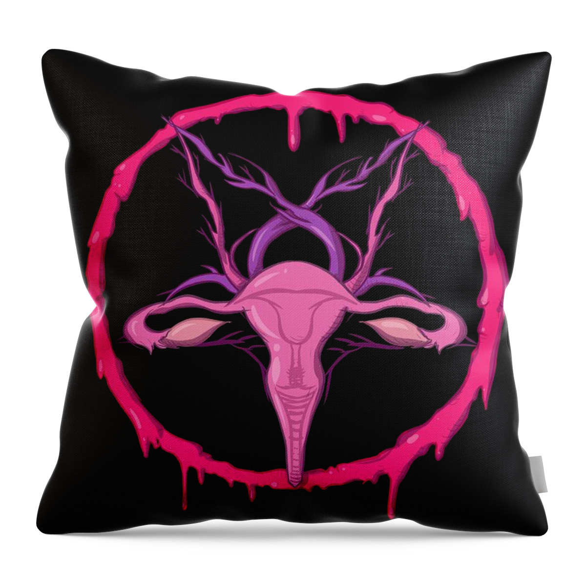 Uterus Throw Pillow featuring the drawing Reproductagram by Ludwig Van Bacon