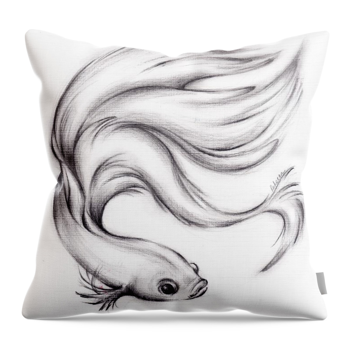 Betta Fish Or Siamese Fighter Of Thailand, Black And White Hand Drawn  Design In Simple. Illustration Isolated On White Background, For Art  Design, Betta Logo. Coloring Book Page And Print Design. Royalty