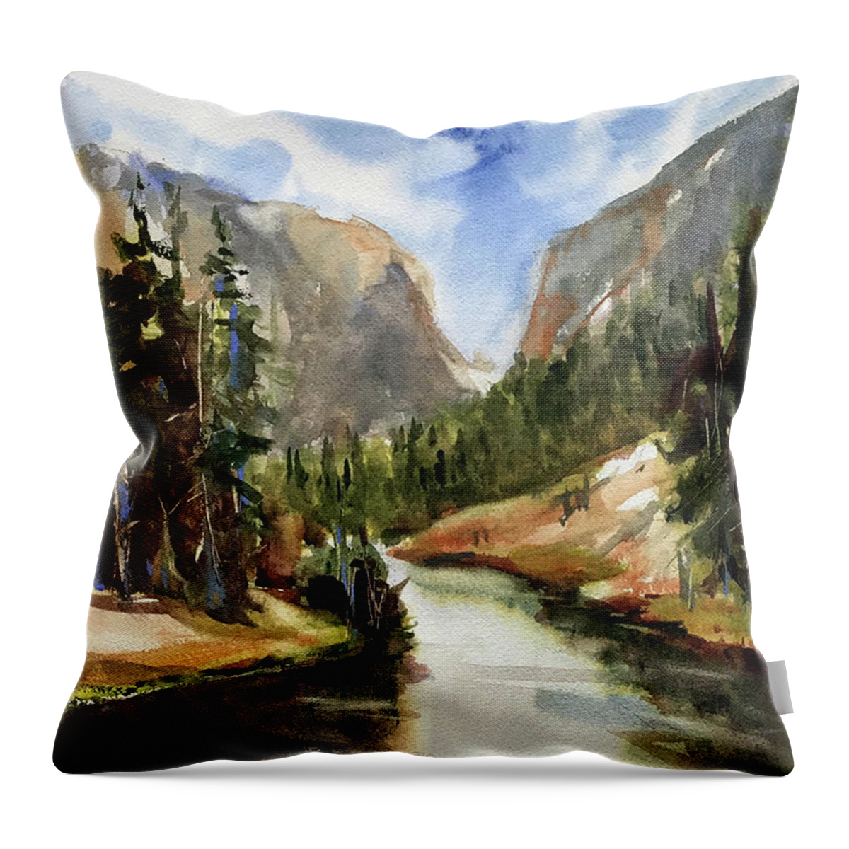 Colorado Throw Pillow featuring the painting Rocky Mountain High by Judith Levins