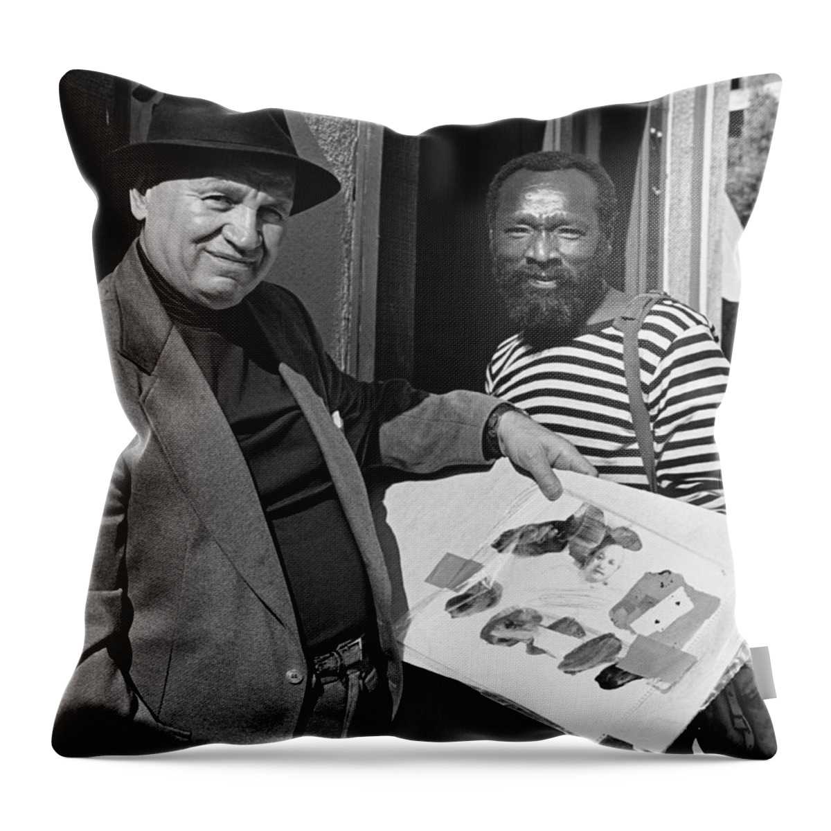 Art Throw Pillow featuring the photograph Romare Bearden & Raymond Saunders by Kathy Sloane