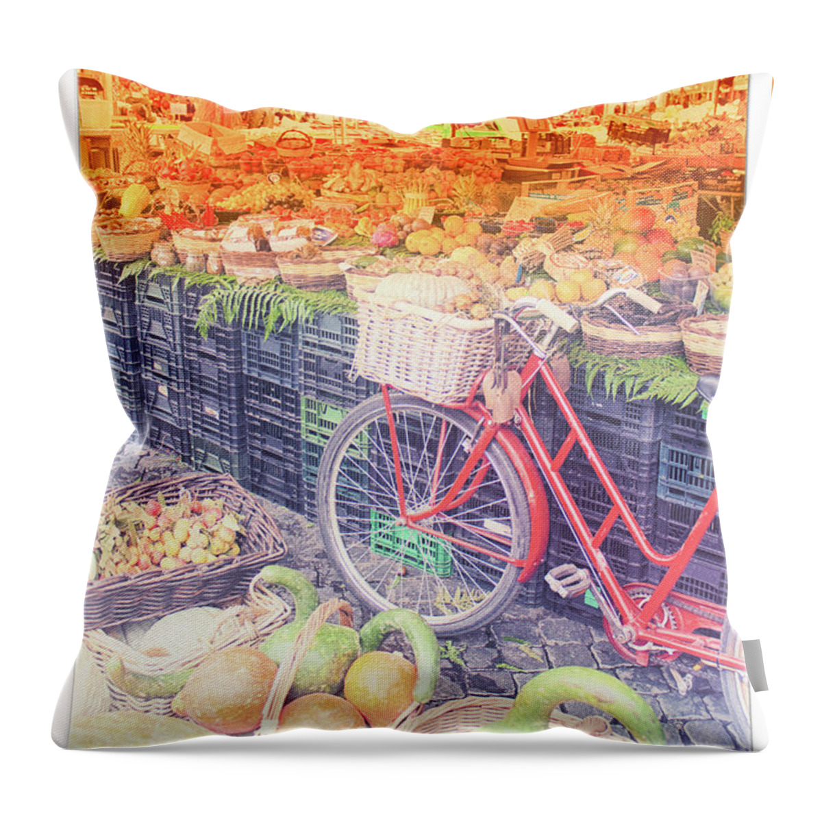 Red Bike Throw Pillow featuring the photograph Rome 4 by Becqi Sherman
