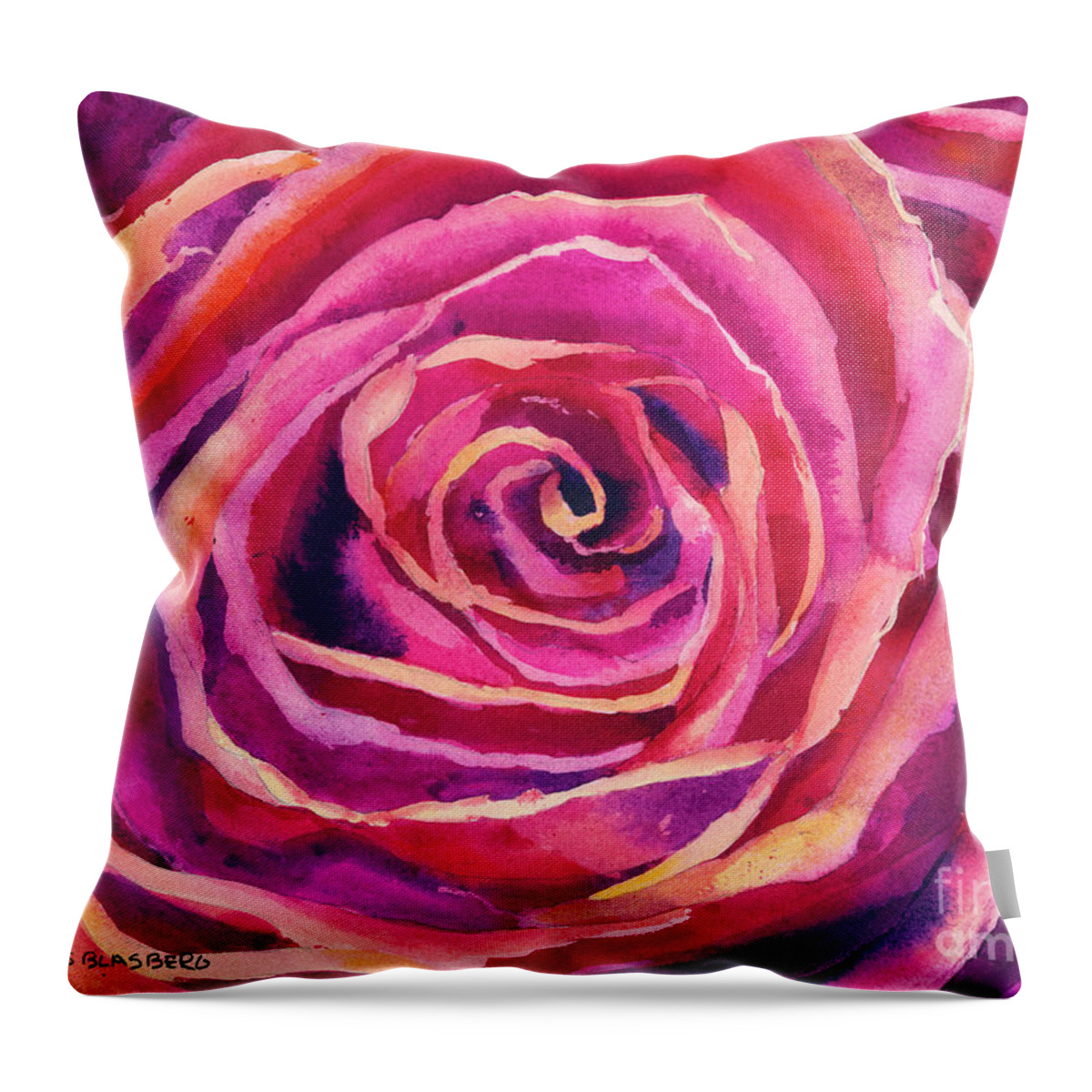 Face Mask Throw Pillow featuring the painting Faded Rose by Lois Blasberg