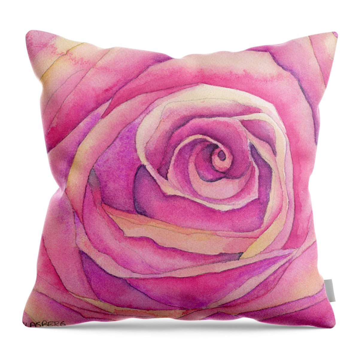 Face Mask Throw Pillow featuring the painting Delicate Rose by Lois Blasberg