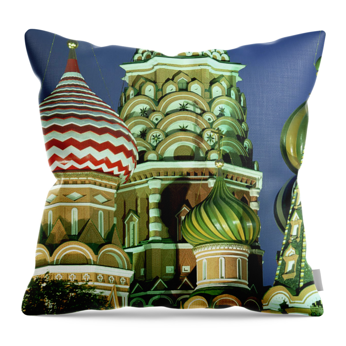 Travel14 Throw Pillow featuring the photograph Russia, Moscow, Red Square, St Basils by Peter Adams