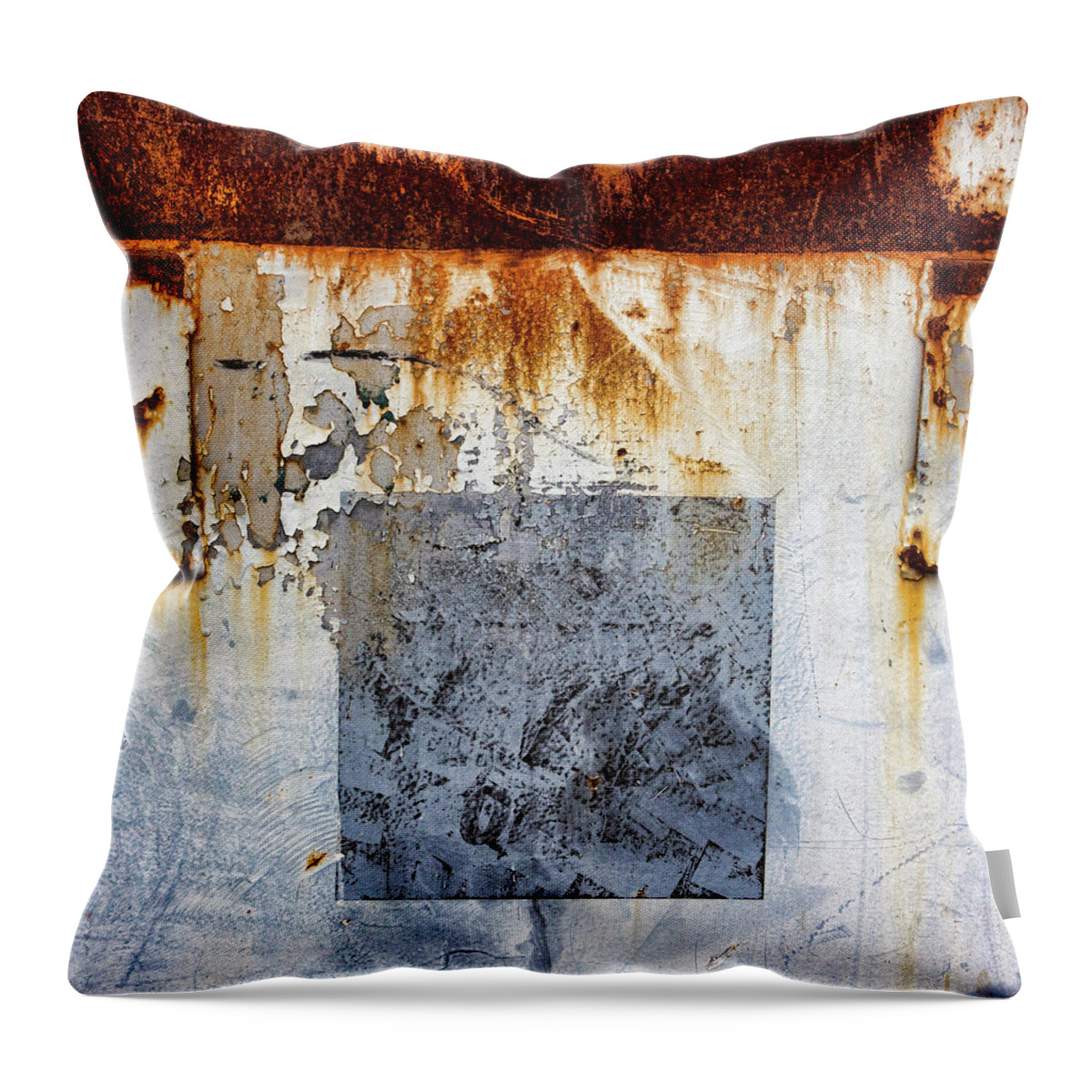 Rusty Patched Boat Throw Pillow featuring the photograph Rusty Patched Up Boat by Carol Leigh