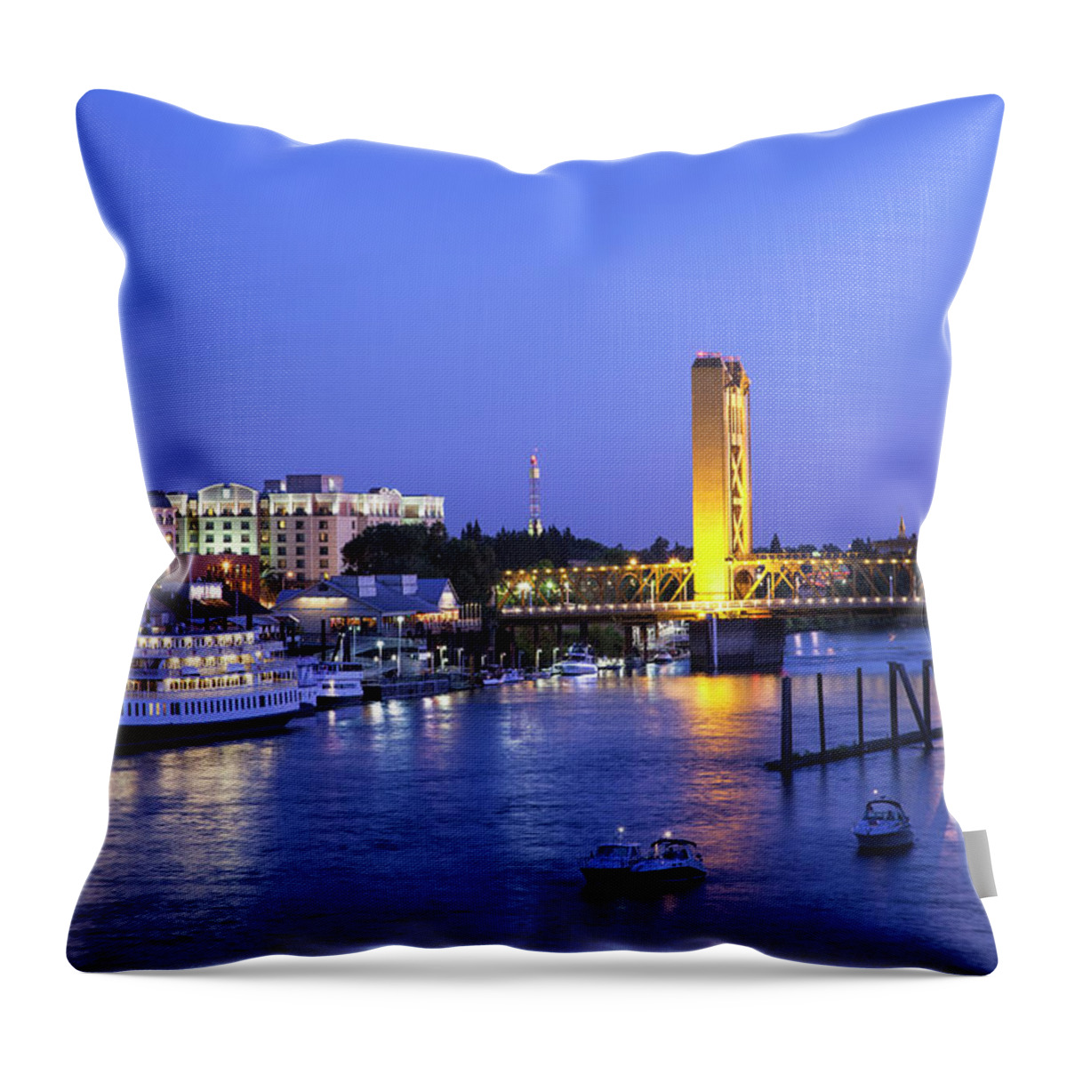 Scenics Throw Pillow featuring the photograph Sacramento River And Tower Bridge At by Picturelake