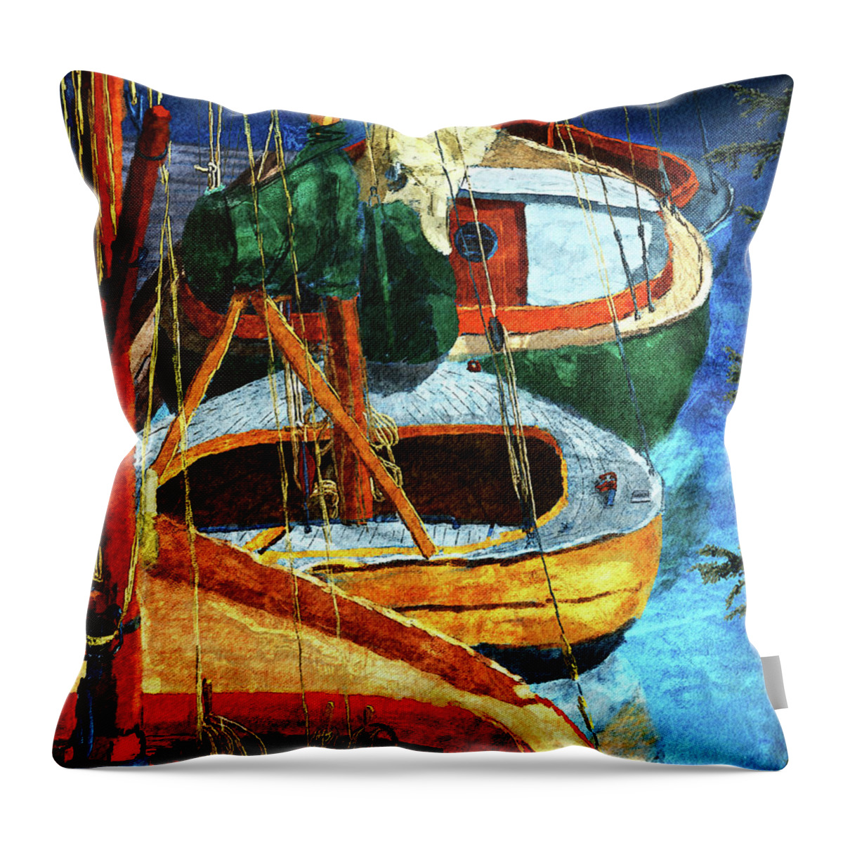 Sailboats Throw Pillow featuring the digital art Sailboats by Ken Taylor